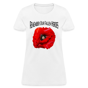 Remember Our Fallen Heroes Poppy Women's T-Shirt - white